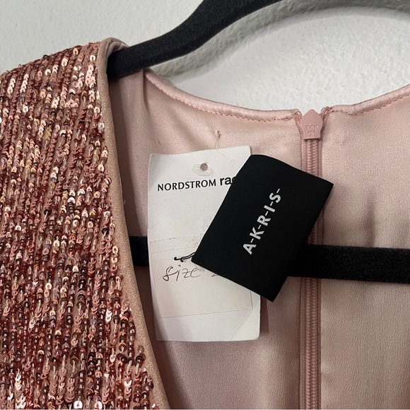 NEW AKRIS Silk Sequined Gown Front Slit Special Occasion Dress Size 2 Glam - Picture 4 of 12